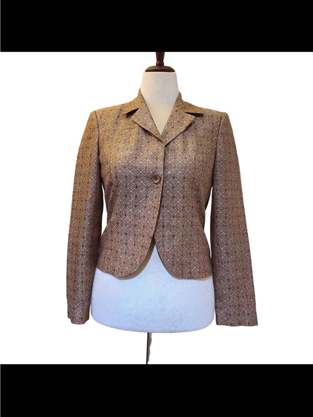 VTG Harve Bernard by Bernard Holtzman Linen Jacquard Womens Blazer Jacket- 16